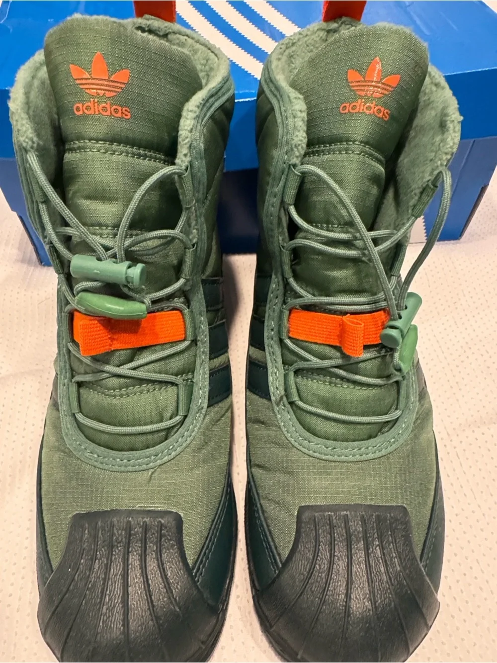Adidas Superstar 360 PrimaLoft Insulated Winter Boots Green Orange Kids Size 3